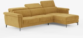 Capri Divano letto angolare con penisola contenitore e poggiatesta reclinabili - elegante tessuto smacchiabile T30
