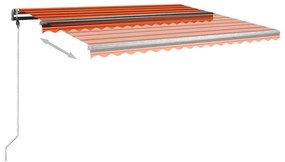 Tenda da Sole Manuale con LED 4x3,5 m Arancione e Marrone