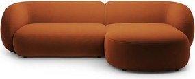 Divano angolare color terracotta (con penisola a destra/con chaise lounge) con rivestimento in velluto Kate – Micadoni