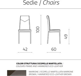 Sedia ecopelle da pranzo Marrone - VIVIENNE 2 sedie