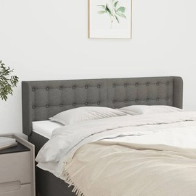Testiera Ad Orecchio Grigio Scuro 147x16x78/88 Cm İn Tessuto /
