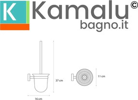 Kamalu - Portascopino da muro in acciaio inox satinato e vetro opaco | Monde-C