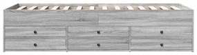 Divano letto con cassetti grigio sonoma 75x190 cm multistrato