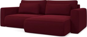 Divano angolare burgundy allungabile/con contenitore (con penisola a destra/con chaise lounge) con rivestimento in velluto Kapua – Makamii