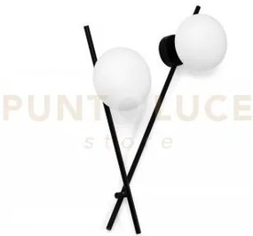 Mikado applique da parete o soffitto 2 luci in metallo nero e vetro...