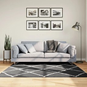 Tappeto Shaggy Pamplona A Pelo Lungo Nero E Crema 160x160 Cm /