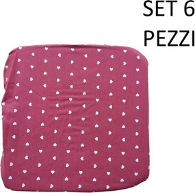 Cuscino Coprisedia Mollettone imbottito con fascia elastico ROSSO FANT.CUORE SET 6 PEZZI
