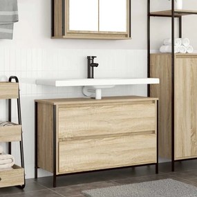 Mobile Lavabo Da Bagno Con Cassetti Rovere Sonoma 90x34,5x60 Cm /