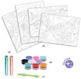 Gioco d'arte con la sabbia e i brillantini - pesce felice