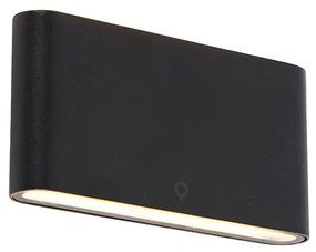 Lampada da parete esterna moderna nera 17,5 cm con LED incluso IP65 - Batt