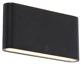 Lampada da parete moderna per esterno nera 17,5 cm con LED IP65 - Batt