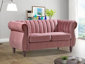 Divano Chesterfield 2 posti in Velluto Rosa antico - TRUMBO