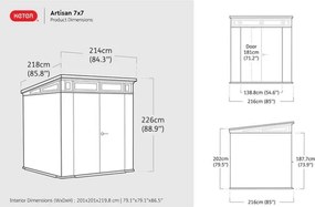 Casetta Da Giardino In Resina 214x218x226H Cm Artisan 7x7 Grigio Keter