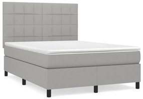 Giroletto a molle con materasso grigio chiaro 140x190cm tessuto
