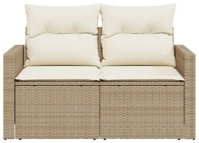 Divano da giardino con cuscini a 2 posti beige in polyrattan