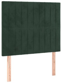 Testiera 2 pz verde scuro 90x5x78/88 cm in velluto