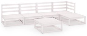 Set Divani da Giardino 6 pz Bianco in Legno Massello di Pino