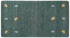 Tappeto Gabbeh lana verde 80 x 150 cm CALTI Beliani