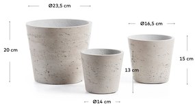 Kave Home - Set Low da 3 vasi grigio Ã˜ 23,5 cm / Ã˜ 16,5 cm / Ã˜ 14 cm
