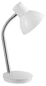 Lampada Da Scrivania In Metallo Moderna Play Bianco Cromo 1 Luce E14