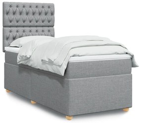 Giroletto A Molle Con Materasso Grigio Chiaro 80x200 Cm Tessuto /