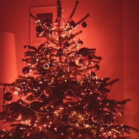 Catenaria Natalizia LED 8m 8 GIOCHI DI LUCE Cavo VERDE IP44 Luce ROSSO Colore Rosso 620 - 625 °K