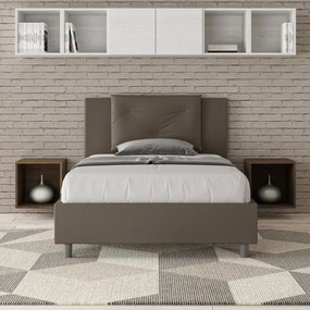 Letto una piazza e mezza con rete imbottito 120x200 similpelle cappuccino Appia