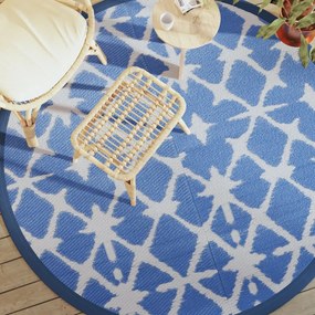 Tappeto Da Esterno Arakıl Blu E Bianco Ø200 Cm İn Pp /
