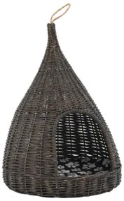 Cesta per Gatti Cuscino Grigio 40x60cm Teepee Salice Naturale