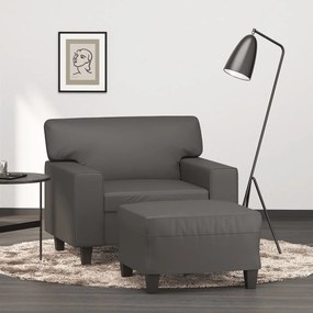Poltrona Con Poggiapiedi Grigio 60 Cm İn Similpelle /