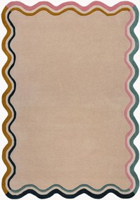 Tappeto in lana a pelo corto fatto a mano Leo Scallop Border