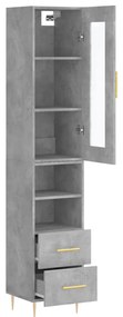 Credenza grigio cemento 34,5x34x180 cm in legno multistrato