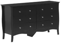 Cassettiera credenza nera con 6 cassetti 75 x 130 cm soggiorno camera da letto ingresso armadio moderno stile francese