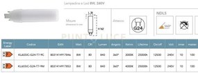 Lampadina led t7 g24 8w 840lm 4000k 360° 28x162mm 25000h cri80 klas...