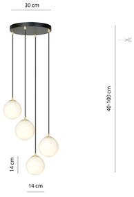 Lampadario a Sospensione in Acciaio e Vetro ROYAL 4 Bianco o Nero 4xE14 Colore del corpo Nero