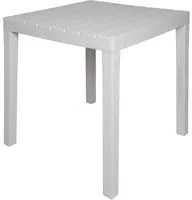 Tavolo da esterno Vicenza, Tavolo quadrato effetto legno, Tavolino da giardino multiuso, 100% Made in Italy, Cm 78x78h72, Bianco