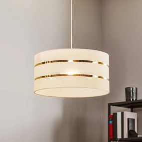HELAM Lampada a sospensione Helen paralume in tessuto bianco-oro Ø 40 cm