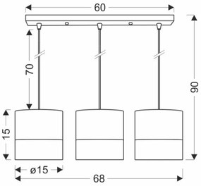 Lampadario a sospensione con filo BIANCO 3xE27/40W/230V bianco/marrone