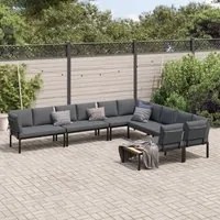 Set Divani da Giardino 6 pz con Cuscini Nero in Alluminio 3283690