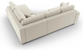 Divano angolare beige allungabile e con contenitore (con penisola a destra/a L) con rivestimento in velluto Kyoto – Cosmopolitan Design