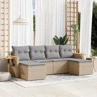 Set Divano da Giardino 6 pz con Cuscini Beige in Polyrattan 3227060