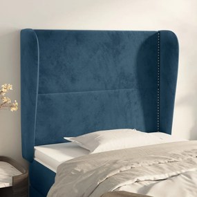 Testiera Ad Orecchio Blu Scuro 93x23x118/128 Cm İn Velluto /