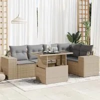 Set Divano da Giardino 6 pz con Cuscini Beige in Polyrattan 3326800