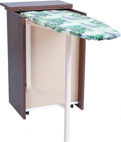 Mobile asse stiro a scomparsa in legno Noce 55x85h cm con 1 anta e 2 cassetti