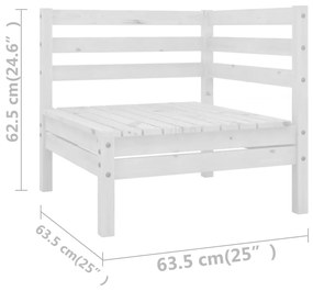 Set Divani da Giardino 7 pz Bianco in Legno Massello di Pino