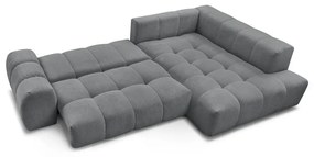 Divano angolare grigio scuro allungabile e con contenitore (penisola a destra/a L) con rivestimento in ciniglia Everest – Bobochic Paris