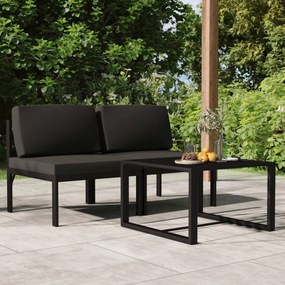 Set divani da giardino 3 pz con cuscini in alluminio antracite