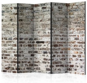 Paravento Muri del tempo II (5 parti) - motivo chiaro di vecchio mattone