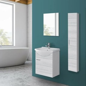 Mobile bagno sospeso 55 cm grigio completo di lavabo e specchio Desya