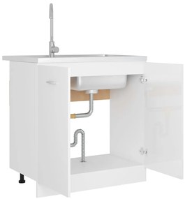 Armadio per lavabo bianco lucido 80x46x81,5 cm in truciolato